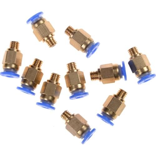 1pcs Pneumatic Straight Connector Brass Part For MK8 OD 4mm 6mm Tube 3D Printers Parts PC4-M6 Filament M6 Feed Fitting Coupler