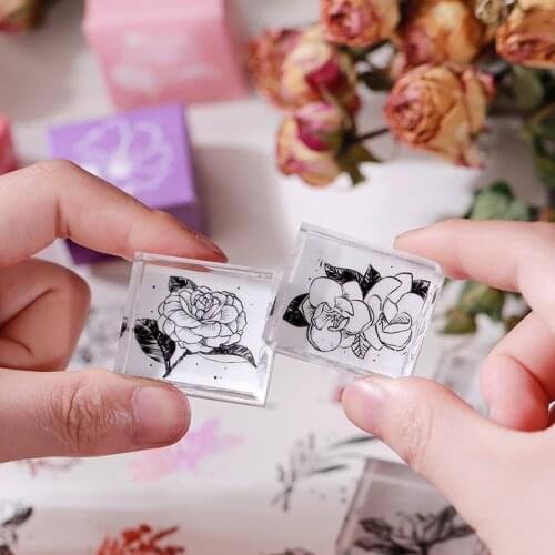 1pc Vintage Flower Stamp Grass Ginkgo Leaf Pattern DIY Acrylic Rubber Stamps for Stationery Scrapbooking Transparent Seal