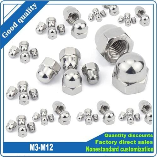 2/50pcs 304 A2-70 Stainless Steel Hex Hexagon Acorn Nut M3 M4 M5 M6 M8 M10 M12 Cap Decorative Cover Semicircle Dome Nuts DIN1587