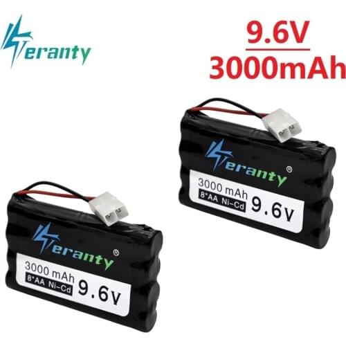 3000mah 9.6v Rechargeable Battery For Rc toys Cars Tank rc Robots Gun AA NiMH Battery 9.6v 2400mah Battery Pack For Rc Boat 2pcs