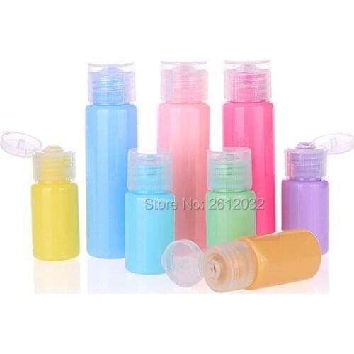 200pcs 10ml 30ml 50ml 100ml Travel Makeup Refillable Macarons Color Empty Bottle For Lotion Cream Shampoo Shower Gel Bottles