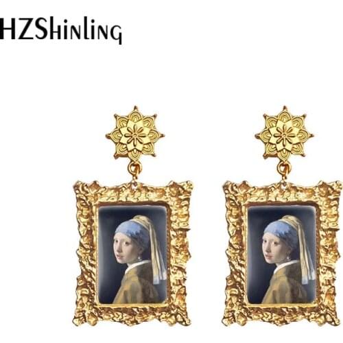 2020 World Paintings Girl with pearl earring Mona Lisa Starry Night Antique Plated Drop Earrings Jewelry