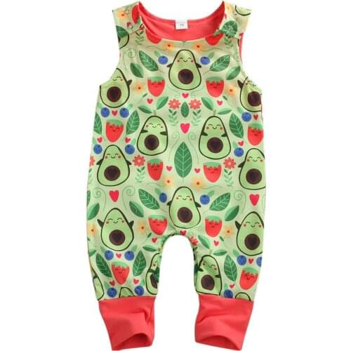2020 Baby Summer Clothing Newborn Infant Baby Boy Girl Clothes Avocado Romper Sleeveless Fruit Print Jumpsuit Playsuit Outfit