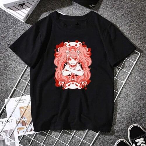 2021 Summer Danganronpa Monokuma Printed T-shirt Japan Anime Monokuma Bears Leader Printed Tops Harajuku Manga Streetwear