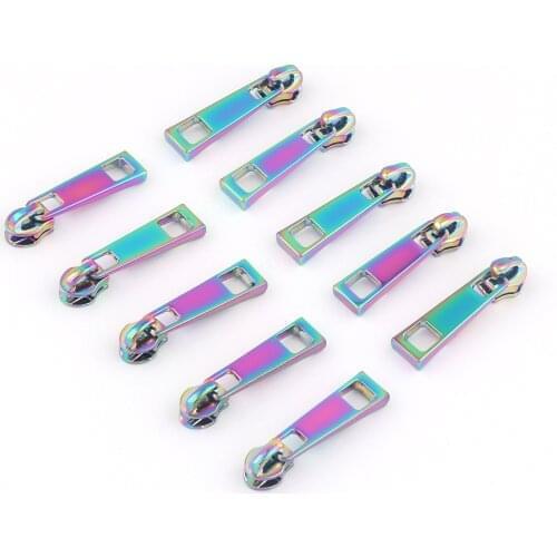 3# Rainbow Metal Zipper Head With Rectangular Separating Pulls For Sewing Purse Handbag Hardware Supplies Jacket Apparel