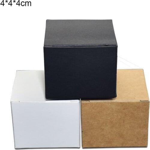 4x4x4cm 3 Colored Kraft Paper Packaging Box Foldable Face Cream Packing Paperboard Boxes Jewelry Gift DIY Package Box 50pcs/lot