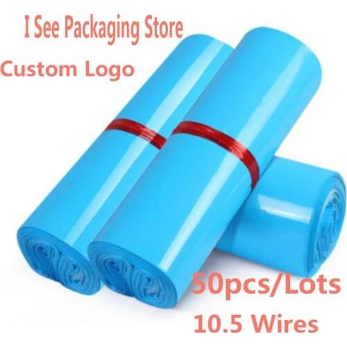 50pcs/lot BLUE Color Courier Bags Self Adhesive Seal Courier Bag Plastic Express Envelope Storage Bags Waterproof Bags