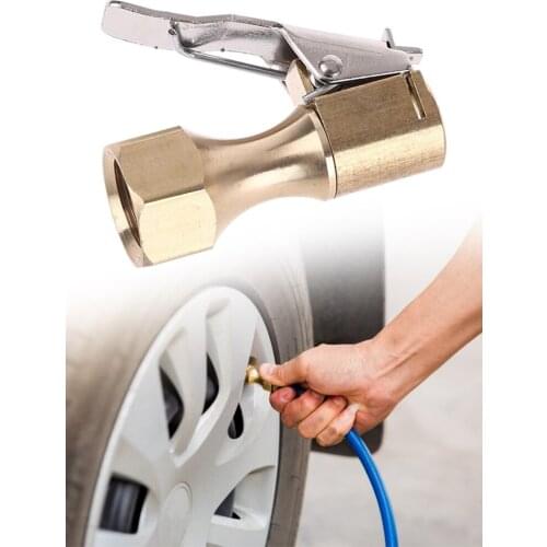 Auto Tire Inflator 1/4 NPT Straight Brass Lock-on Tire Inflator Air Chuck Female Chuck Clip Car Wheel Inflator Air Accessories