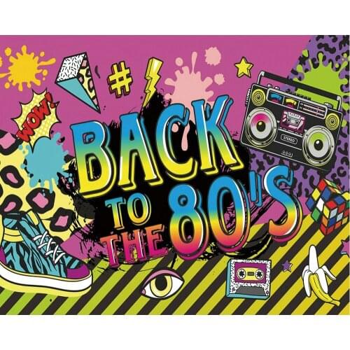 Back to the 80s Color Carnival Party Party Backdrop Baby Shower Room Decor Photo Booth Studio Prop