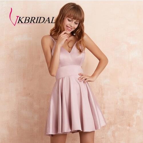 BKBRIDAL Sexy Short Prom Dresses 2019 New Design Spaghetti V-Neck Cross Cut Waist Cocktail Party Dress