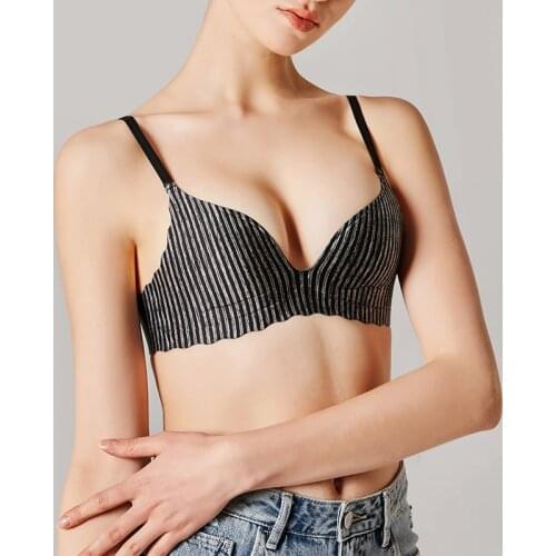 FINETOO Seamless Women Push Up Bra Striped Underwear Wireless Brassiere For Girl Sexy Breathable Lingerie Femme Bralette Fashion