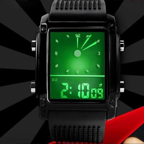 Men Women Student Sports Square Dial Watch Clock Dual Time Day Display Alarm Colorful LED Watch Wrist Watch couple watch Gift