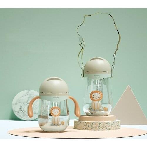 Newborn Baby Feeding Bottles 360ml Tritan Water Milk Bottle With Carrier Dual-use Kids Drinking Straw Cup Anti-choke Anti-fall