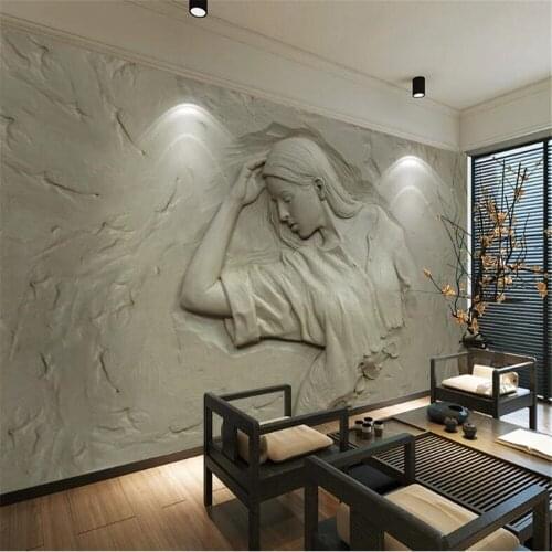 Milofi customized 3D non-woven wallpaper mural 3d three-dimensional relief beauty background wall decorative painting