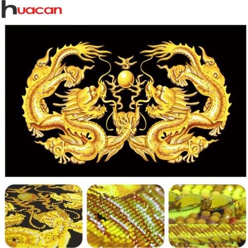 Huacan Special Shaped Dragon Diamond Painting Mosaic Wall Decor DIY 5D Diamond Embroidery Cross Stitch Animals Needle Gift