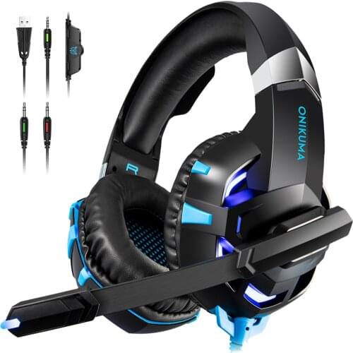 ONIKUMA K2A Gaming Headphones Casque Noise-canceling Sound Stereo USB Wired LED Headset with Microphone for PC Xbox One /Laptop