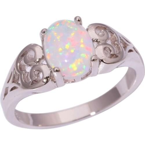 White Fire Opal Silver Plated Rings Wholesale Retail Hot Sell For Fashion Wedding Party Women Jewelry Ring Size 6 7 8 OJ8568