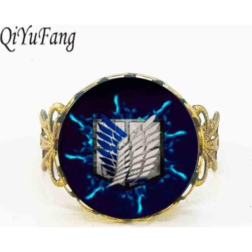 Steampunk JaPan anime Attack on Titan Ring for women men glass 1pcs/lot jewelry new charm cosplay rings charm bronze steel