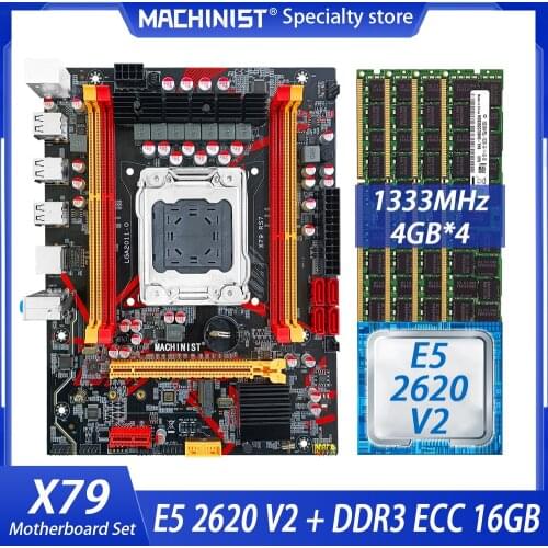 JGINYUE X79 motherboard LGA 2011 set kit with Xeon E5 2620 V2 processor and DDR3 16GB(4*4GB) REG ECC memory X79M PLUS