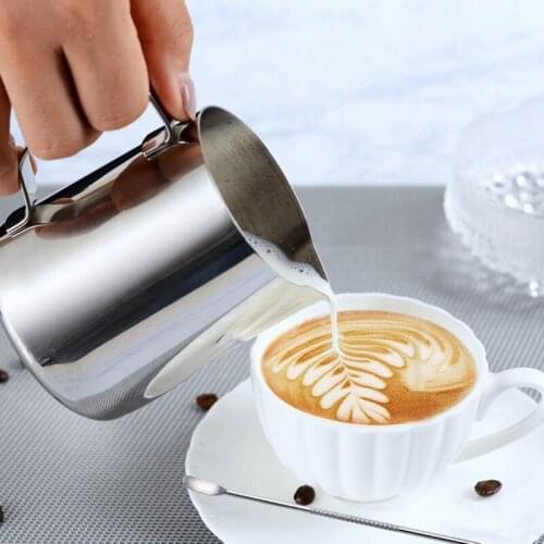 2 Pack Milk Frothing Pitcher,Stainless Steel Espresso Steaming Pitchers with Measurement Inside,Milk Frother(12OZ&20OZ)