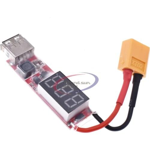 2S to 6S Lipo Battery XT60 Plug to USB 5V 2A Charger Converter Adapter LCD XT60 plug Batteries Remote Contoller 2S-6S