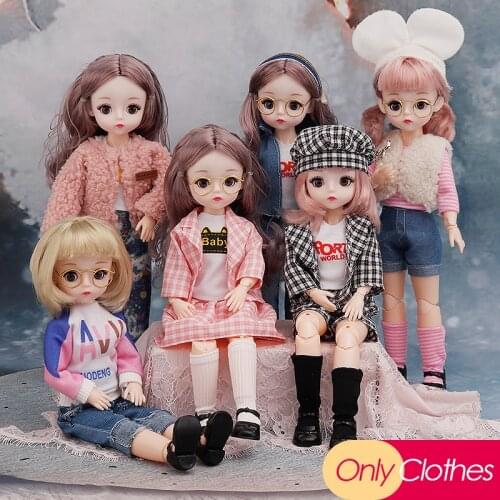 Fashion Beautiful Clothes Suit for 1/6 BJD Dolls Accessories Plait Skirt Jeans Sweater Coat Suit for 30 CM Dolls Dress up Toys