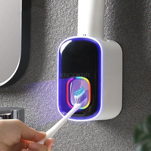 Wall-Mounted Automatic Toothpaste Dispenser Bathroom Accessories Set Dust-proof Toothpaste Squeezer Toothbrush Holder Tools