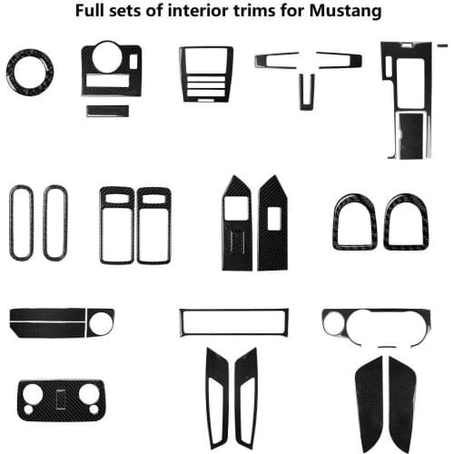 Carbon Fiber Interior Part Console Control Panel Full Set Trim for Ford Mustang