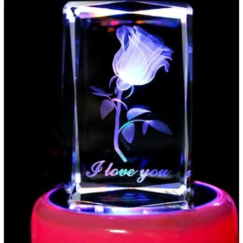 3D crystal engraving roses Valentines Day gift ideas birthday gift to send girls wife girlfriend gift