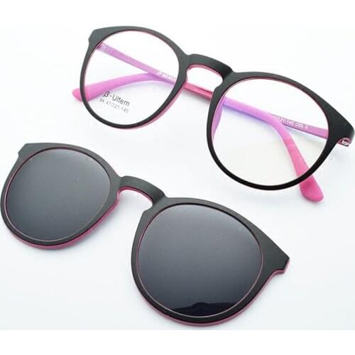 Polarized Ultra-light Glasses Frame Matching Magnet Polarized clip Round Glasses for Women Myopia Glasses Sunglasses jkk84