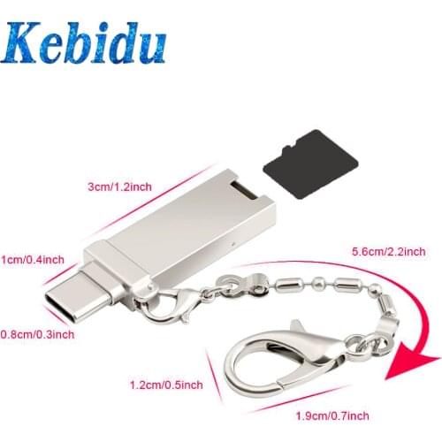 Kebidu Portable Aluminum with Keychain Card Reader Type C Micro USB Super Speed SD/TF Card Rdeader Memory Card Reader Wholesale