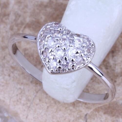 Captivating White CZ Silver Plated Womens Jewelry Ring Size 6 / 7 / 8 / 9 R0658