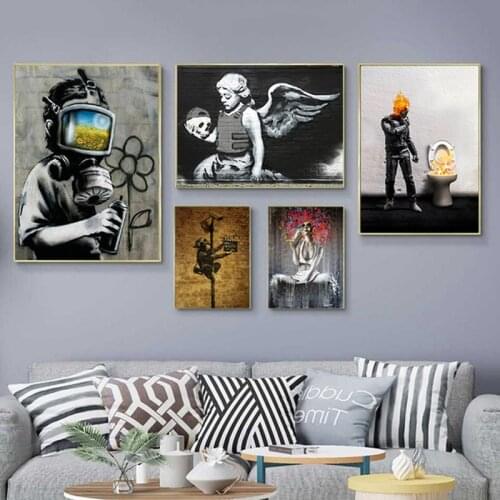 Banksy Poster Graffiti Wall Art Canvas Painting Posters Prints Abstract Wall Pictures For Home Living Room Restaurant Decoration