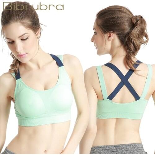 Sexy Sports Bra Top For Fitness Women Push Up Cross Straps Gym Shirt Tank Tops Push Up Padedd Brassiere Sportswear Running Vest