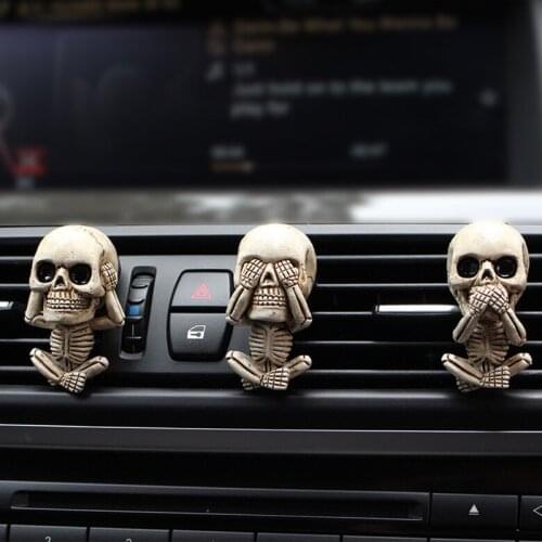 Evil Skull Trio Statue A Set Of 3 With Air Freshener Car Air Outlet Ornament Home Decor Decoration Accessories Room Decoration