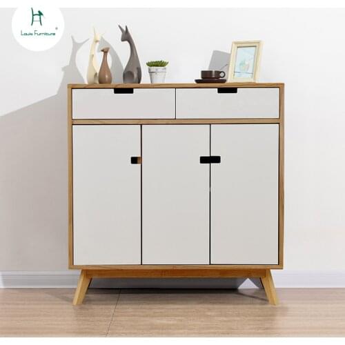 Louis Fashion Shoe Cabinets Solid wood bucket locker, modern drawer living room, storage, door and bedroom