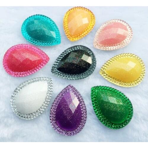 Big Drop Flatback Rhinestone Trim Stones and Crystals 2Hole for Sewing DIY Clothing Decoration Button Crafts 30*40mm 4pcs -E78