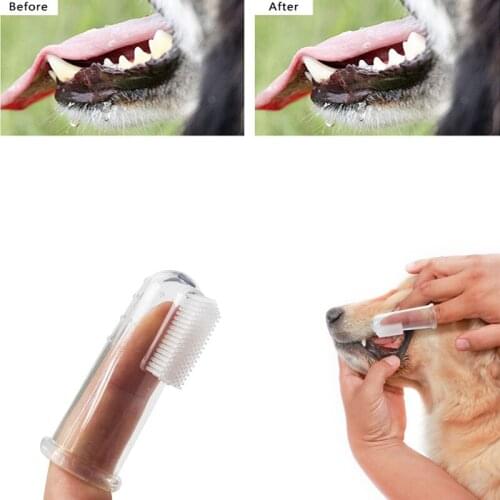 Super Soft Pet Finger Toothbrush Teddy Dog Brush Bad Breath Tartar Teeth Care Tool Dog Cat Cleaning Silicagel Pet Supplies HOT