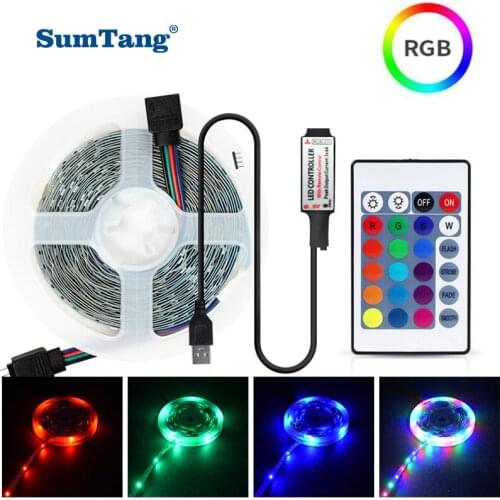 SumTang RGB Led Strip 5V SMD2835 60LEDs/m 5M IR LED Diode Ribbon Tape Lamp for Party Decoration Bedroom TV BackLight