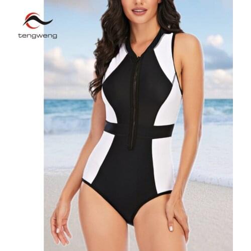 Tengweng Black One Piece Swimwear