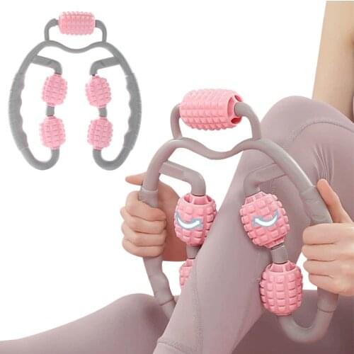 U Shape Trigger Point Massage Roller 360 Full Body Massage Tool Arm Leg Neck Muscle Massager 4 Wheels Fitness Device For Sports