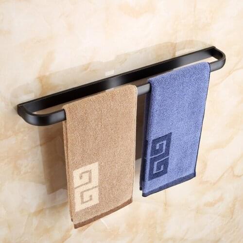 Bathroom 50CM Or 60CM Single Towel Bar Towel Rack Towel Holder Solid Brass Matte Black Finish Bathroom Accessories