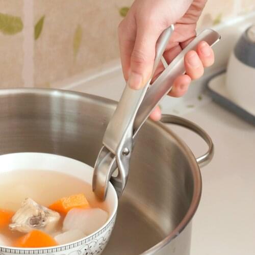 Japan Hot Bowl Holder Dish Clamp Pot Pan Gripper Clip Hot Dish Plate Bowl Clip Retriever Tong Stainless Steel Handle