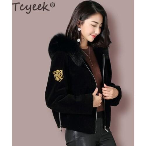 Tcyeek Winter Sheep Shearing Fox Fur Coat Female Wool Jacket Korean Warm Womens Fur Coats Elegant Women Clothes 2020 Hiver 5271