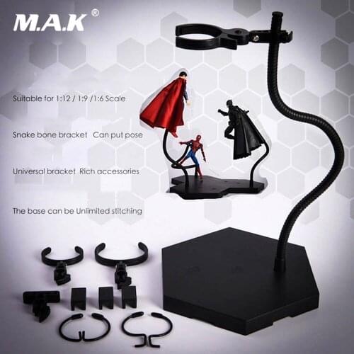 1pcs 1/6 1/9 1/12 Action Figure ACC 1/6 doll Stand 25cm Adjustable Black Universal Bracket Snake Bone Bracket Posable Stand