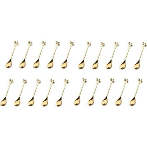 20Pcs Stainless Steel Spoon Creative Branch Leaves Spoon Coffee Stirring Spoon Christmas Gift Kitchen Accessories