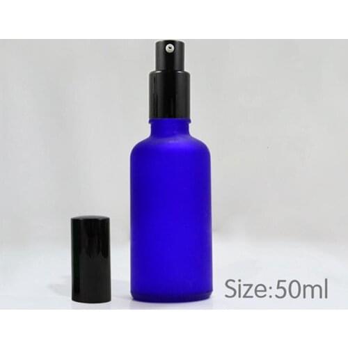 200pcs 50ml Frosted Blue Glass Lotion Pump Bottle/Emulsion Liquid Bottle Travel Portable Refillable Empty Lotion Bottles