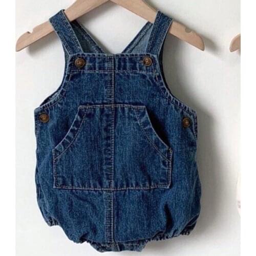 2020 Summer Baby One Piece Baby Girls Denim Bodysuits Korean Style Baby Boys Girls Sleeveless Baby Bodysuits