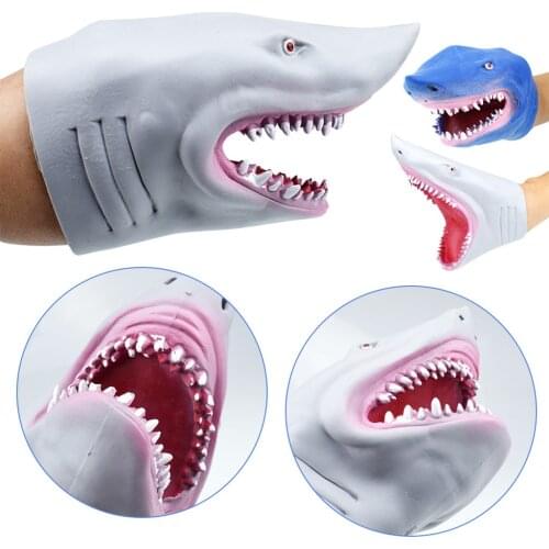 2021 Sharks Hand Puppet TPR Animal Head Gloves Figure Simulation Animals Kids Toy Model Scaring Gag Halloween Jokes kids Gifts