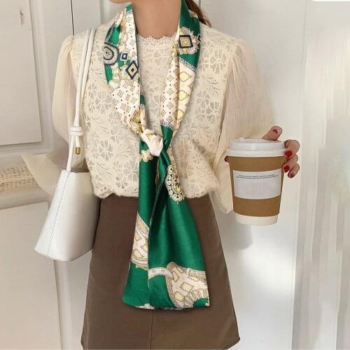 2021 Fashion Silk Square Scarf For Women Neck Hair Tie Band Bag Warp Soft Neckerchief Hijab Headscarf Female Foulard Accessories